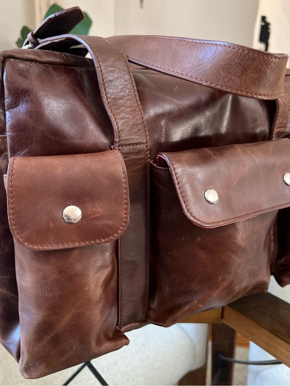Men's Brown Leather Travel Duffel Bag Latico 11 x 13